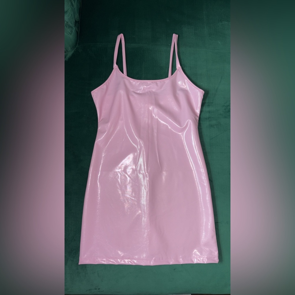Shiny Pink Slip Dress
